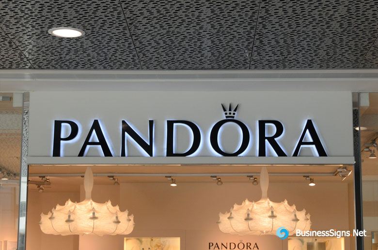 3D LED Back-lit Signs With Painted Stainless Steel Letter Shell For PANDORA