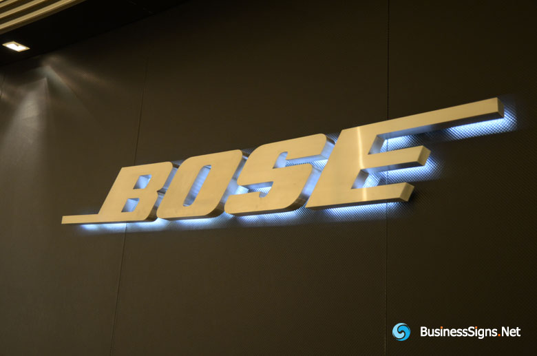 3D LED Backlit Signs With Brushed Stainless Steel Letter Shell For Bose