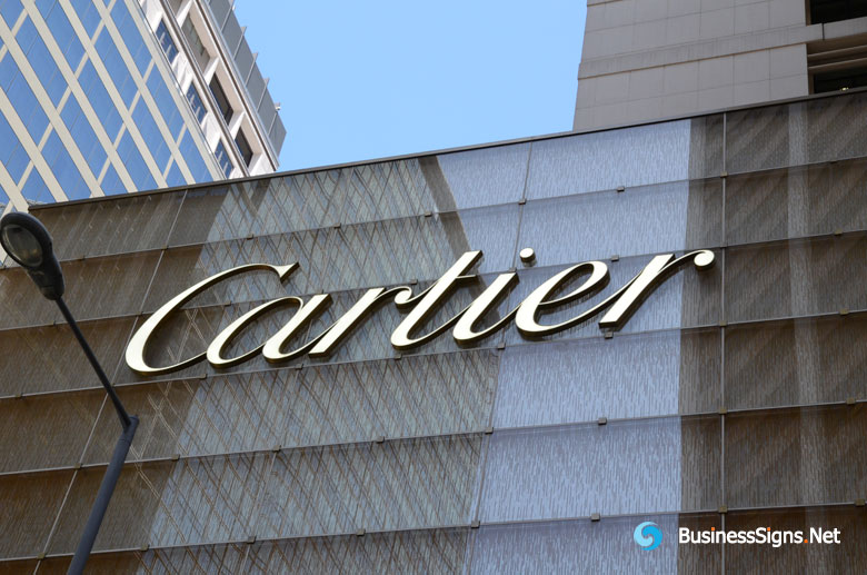 3D LED Front-lit Signs With Brushed Brass Letter Shell For Cartier