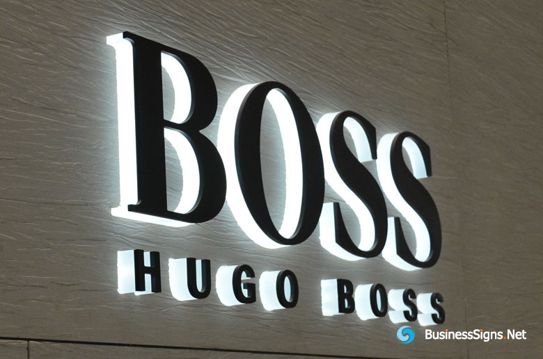 3D LED Side-lit Signs With Black Acrylic Front-panel For Hugo Boss
