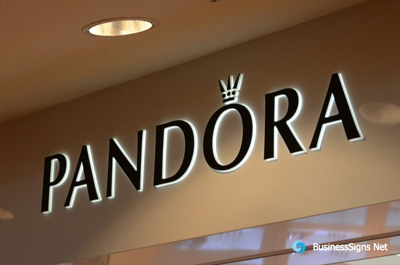 3D LED Side-lit Signs With Painted Stainless Steel Front-panel For PANDORA