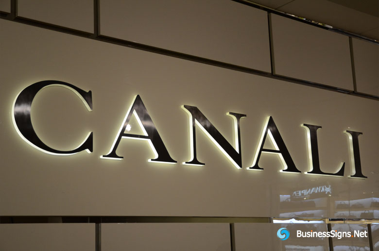 3D LED Side-lit Signs With Brushed Stainless Steel Front-panel For Canali