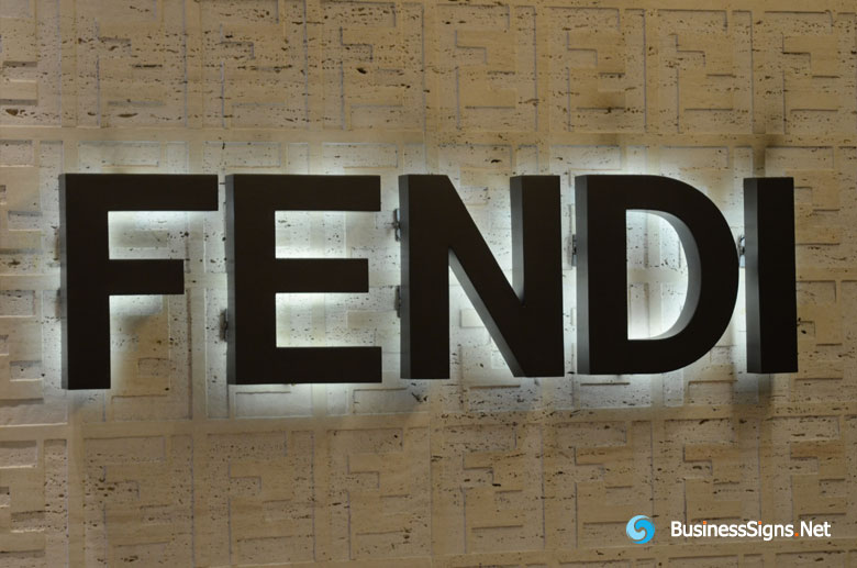 3D LED Back-lit Signs With Painted Stainless Steel Letter Shell For Fendi