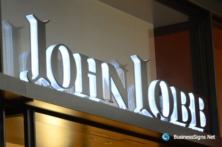 3D LED Side-lit Signs With Brushed Stainless Steel Front-panel For John Lobb