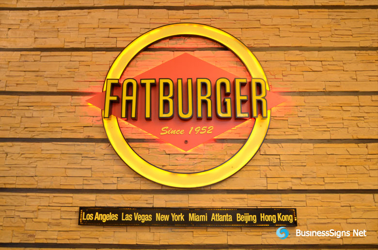 3D LED Front-lit Signs With Painted Stainless Steel Letter Shell For Fatburger