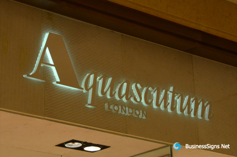 3D LED Side-lit Signs With Painted Stainless Steel Front-panel For Aquascutum