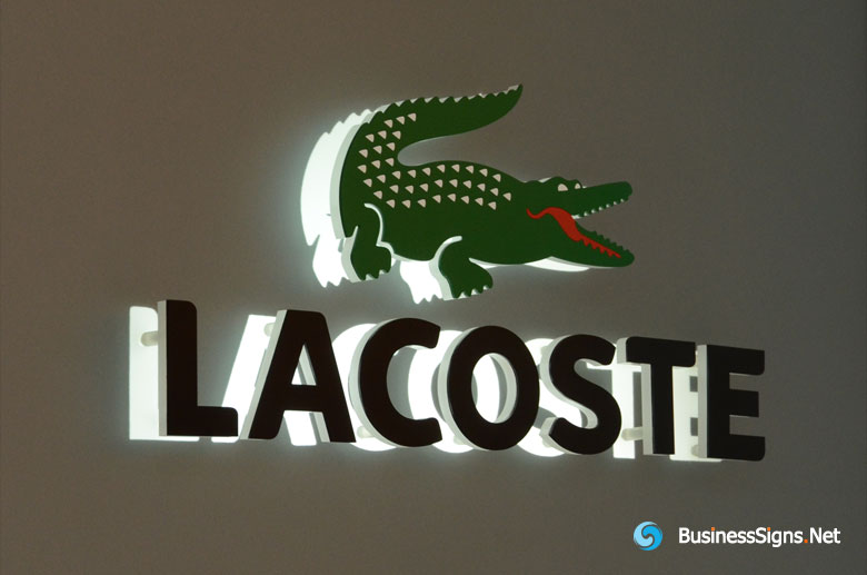 3D LED Backlit Signs With Laser Cutting Acrylic Front-panel For Lacoste