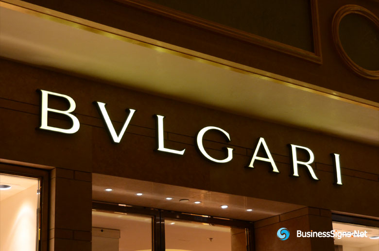 3D LED Front-lit Signs With Painted Stainless Steel Letter Shell For Bulgari