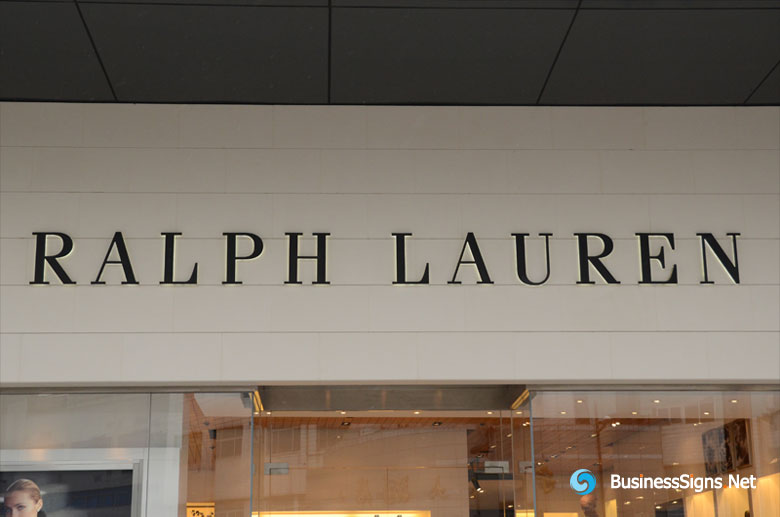 3D LED Backlit Signs With Painted Stainless Steel Letter Shell & 20mm Thickness Acrylic Back Panel For Ralph Lauren