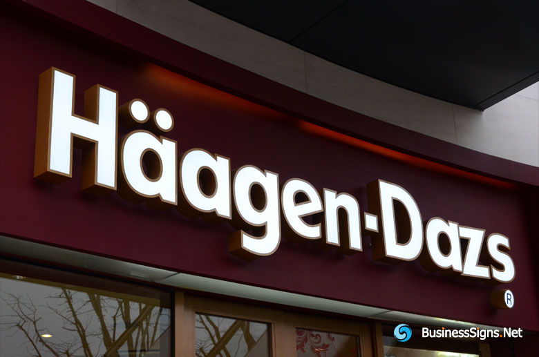 3D LED Front-lit Signs With Painted Stainless Steel Letter Shell For Häagen-Dazs