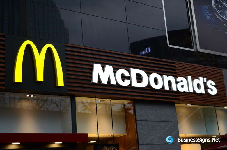 3D LED Front-lit Signs With Painted Stainless Steel Letter Shell For McDonald’s