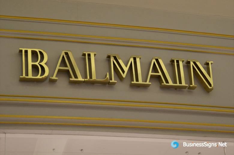 3D Fabricated Mirror Polished Gold Plated Signs For Balmain
