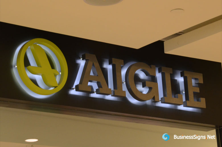 3D LED Backlit Signs With Brushed Stainless Steel Letter Shell For Aigle