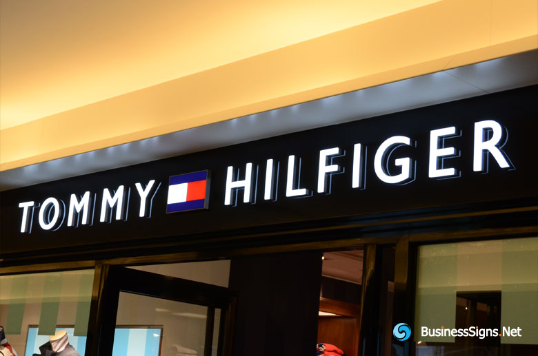 3D LED Front-lit Signs With Mirror Polished Stainless Steel Letter Shell And 10mm Thickness Acrylic Front-panel For Tommy Hilfiger
