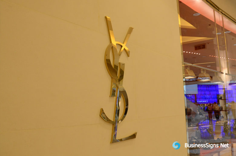 3D Fabricated Mirror Polished Gold Plated Signs For Yves Saint Laurent (YSL)