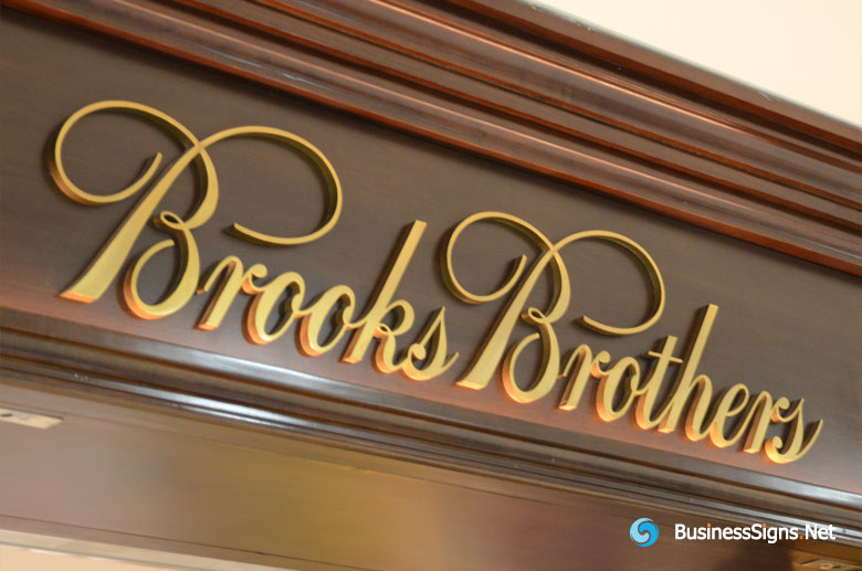 3D Fabricated Brushed Gold Plated Signs For Brooks Brothers
