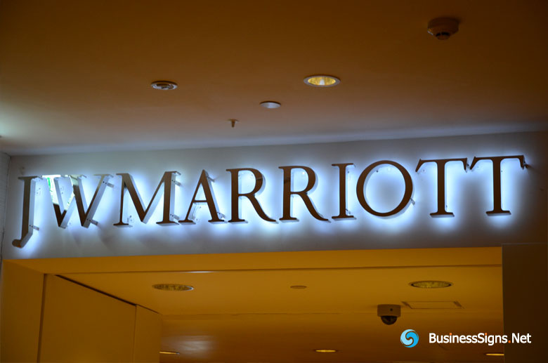 3D LED Backlit Signs With Mirror Polished Stainless Steel Letter Shell For JW Marriott