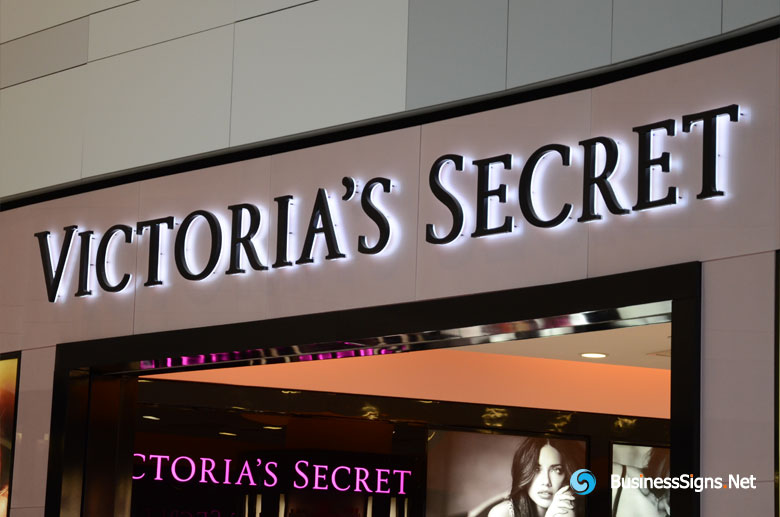 3D LED Backlit Signs With Painted Stainless Steel Letter Shell & 10mm Thickness Acrylic Back Pane For Victoria’s Secret