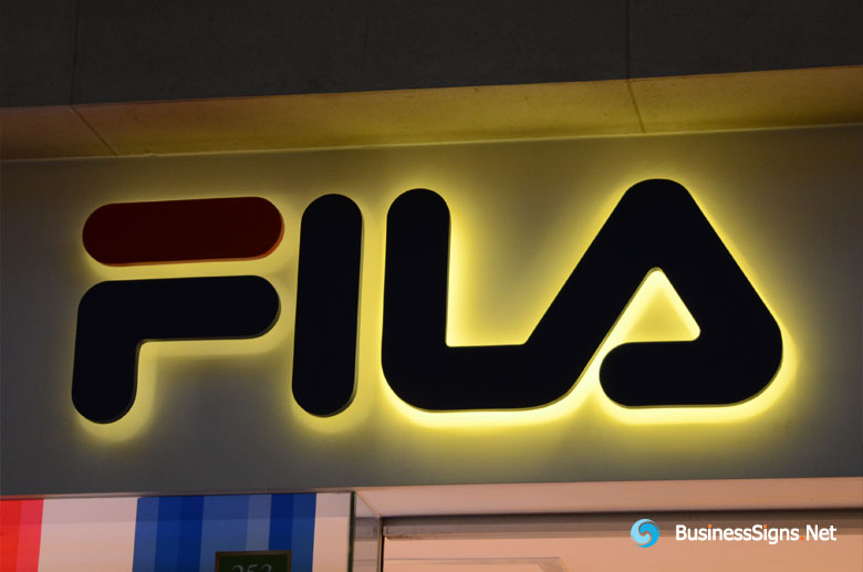 3D LED Backlit Signs With Painted Stainless Steel Letter Shell For Fila