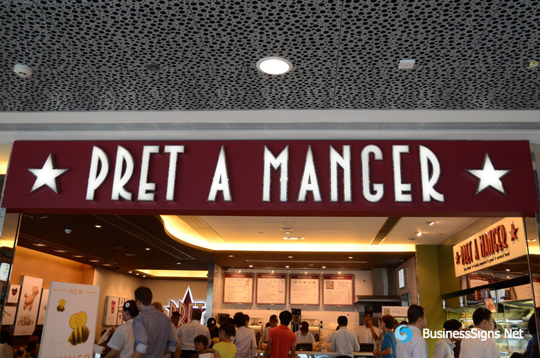 3D LED Front-lit Signs With Mirror Polished Stainless Steel Letter Shell For Pret A Manger 