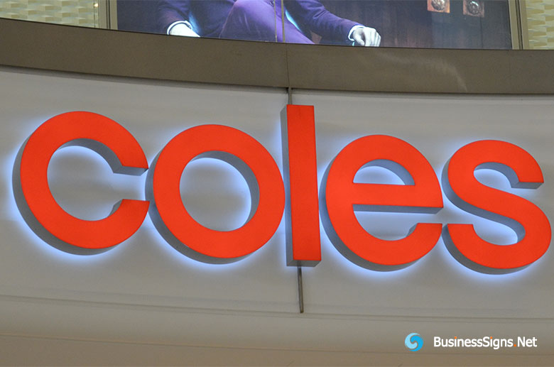 3D LED Double-sided-lit Signs With Painted Stainless Steel Letter Shell For Coles
