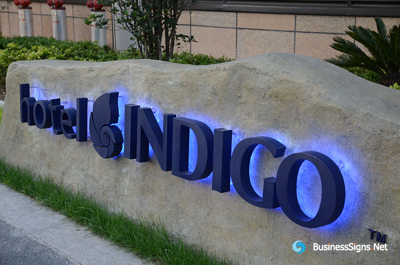 3D LED Backlit Signs With Painted Stainless Steel Letter Shell For Indigo