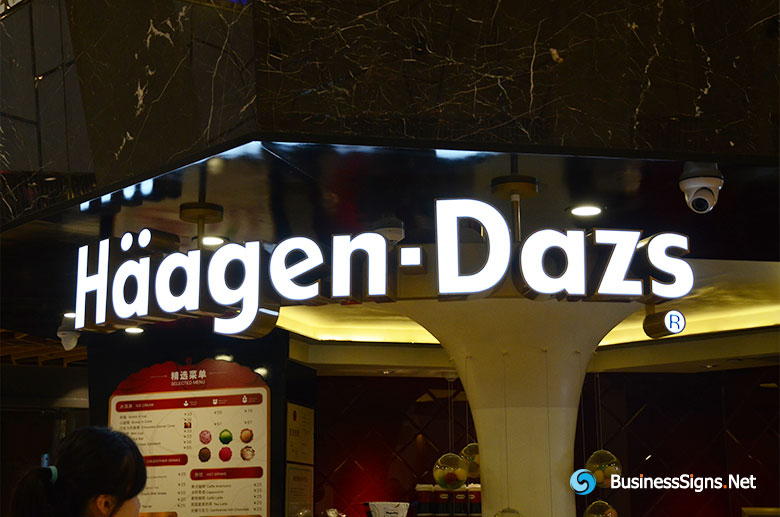 3D LED Front-lit Signs With Mirror Polished Stainless Steel Letter Shell For Häagen-Dazs