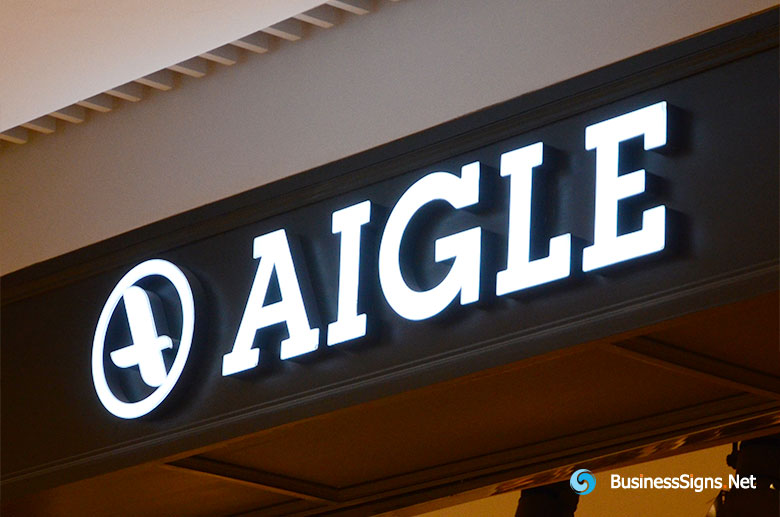 3D LED Front-lit Signs With Painted Stainless Steel Letter Shell & 20mm Thickness Acrylic Front-panel For Aigle