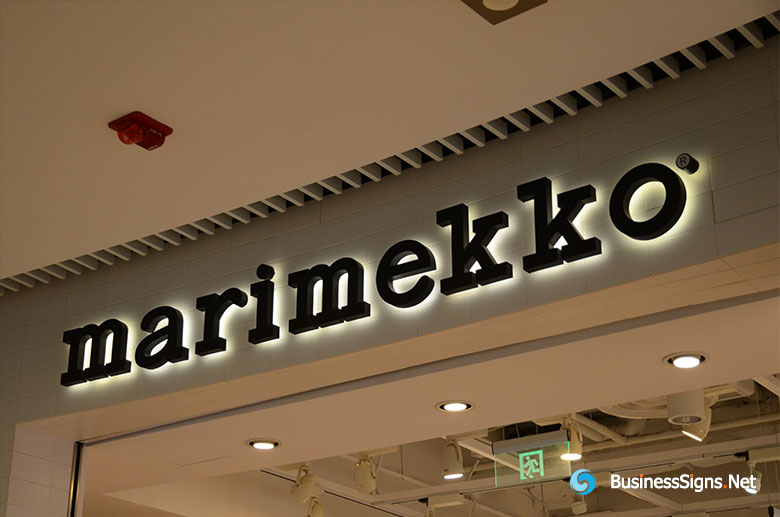 3D LED Backlit Signs With Painted Stainless Steel Letter Shell For Marimekko