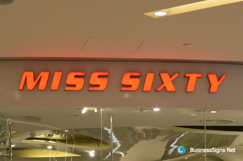 3D LED Front-lit Signs With Painted Stainless Steel Letter Shell For Miss Sixty