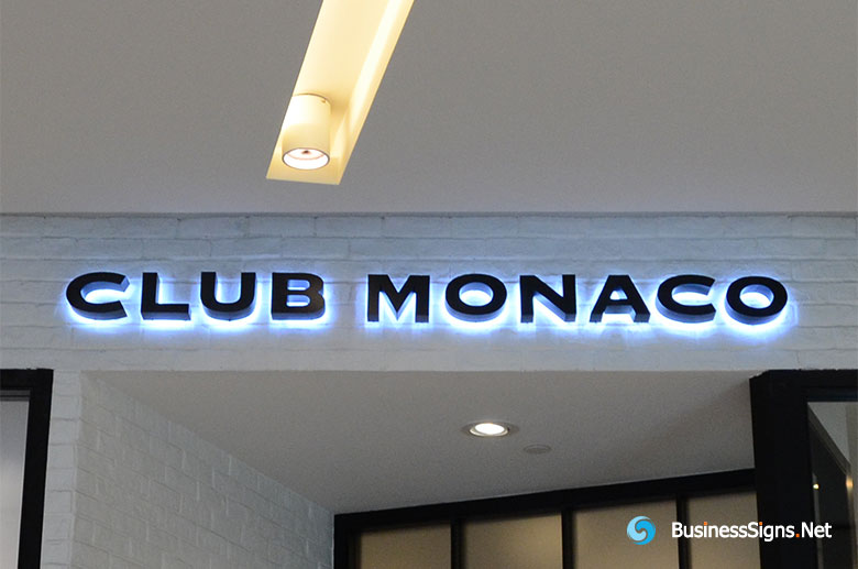 3D LED Backlit Signs With Painted Stainless Steel Letter Shell For Club Monaco