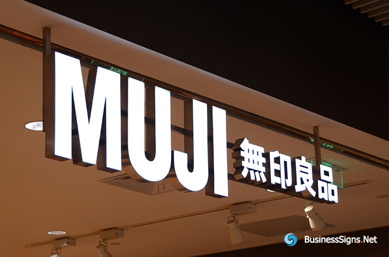 3D LED Front-lit Signs With Mirror Polished Stainless Steel Letter Shell For MUJI