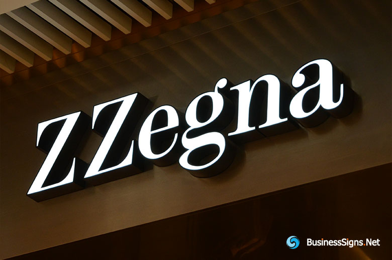 3D LED Front-lit Signs With Painted Stainless Steel Letter Shell For ZZegna