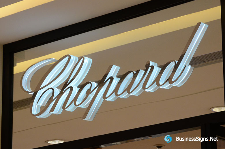 3D LED Side-lit Signs With Mirror Polished Stainless Steel Front-panel For Chopard