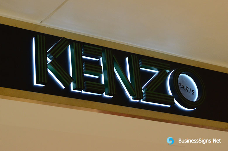 3D LED Backlit Signs With Painted Letter Shell & 10mm Thickness Acrylic Back Panel For Kenzo