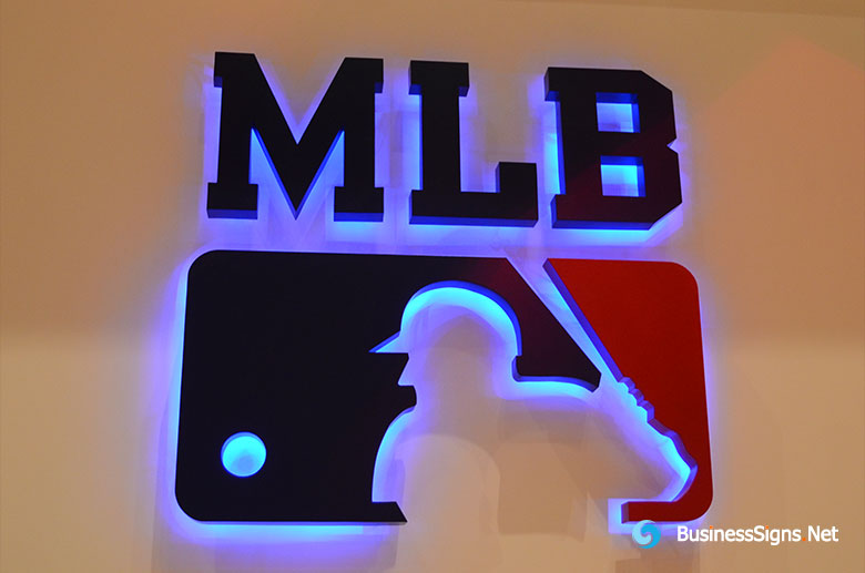 3D LED Backlit Signs With Painted Stainless Steel Letter Shell For MLB