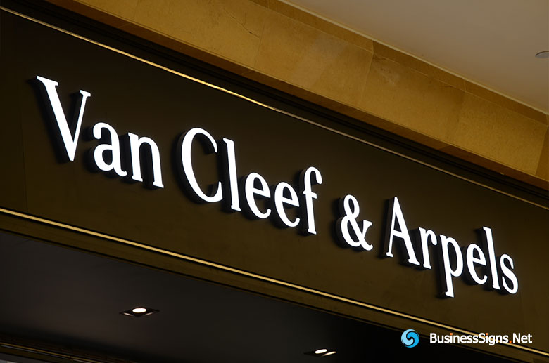3D LED Front-lit Signs With Brushed Stainless Steel For Van Cleef & Arpels