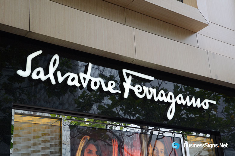 3D LED Front-lit Signs With Painted Stainless Steel Letter Shell For Salvatore Ferragamo