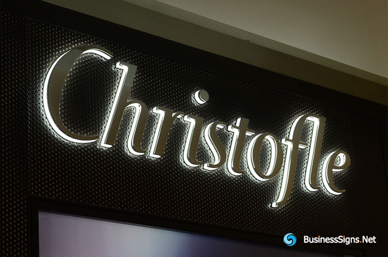 3D LED Side-lit Signs With Mirror Polished Stainless Steel Front-panel For Christofle