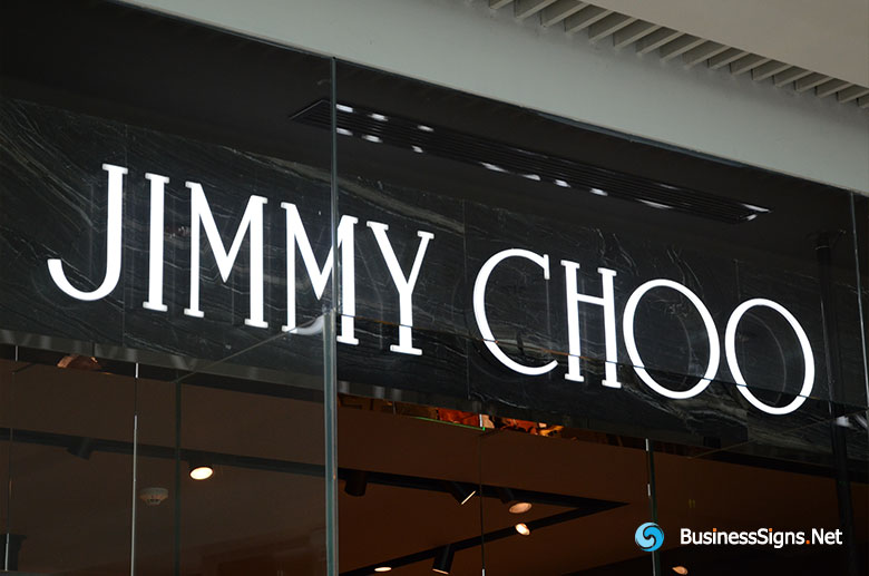 3D LED Front-lit Signs With Mirror Polished Stainless Steel Letter Shell & 10mm Thickness Acrylic Front-panel For  Jimmy Choo