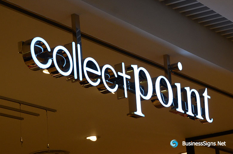 3D LED Front-lit Signs With Mirror Polished Stainless Steel Letter Shell For Collect+Point
