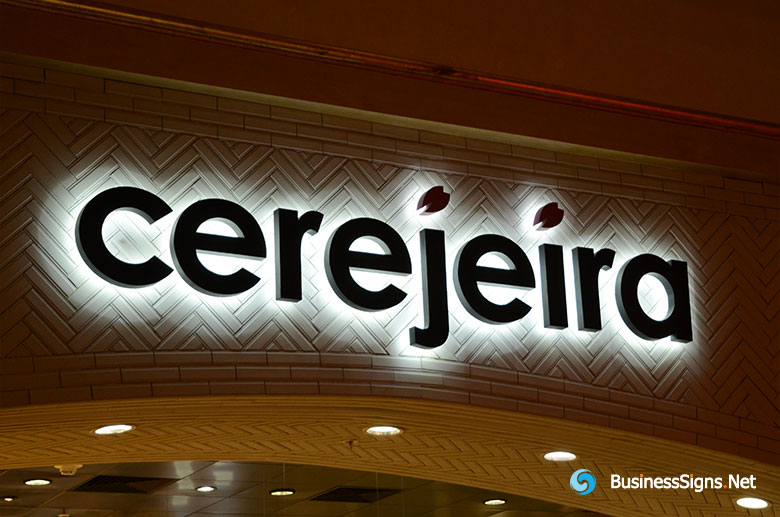3D LED Backlit Signs With Painted Stainless Steel Letter Shell For cerejeira