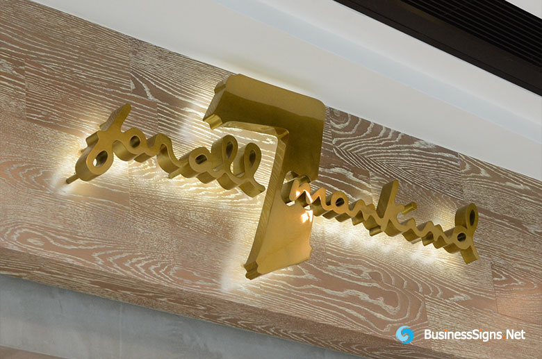 3D LED Backlit Signs With Mirror Polished Gold Plated Letter Shell For 7 For All Mankind