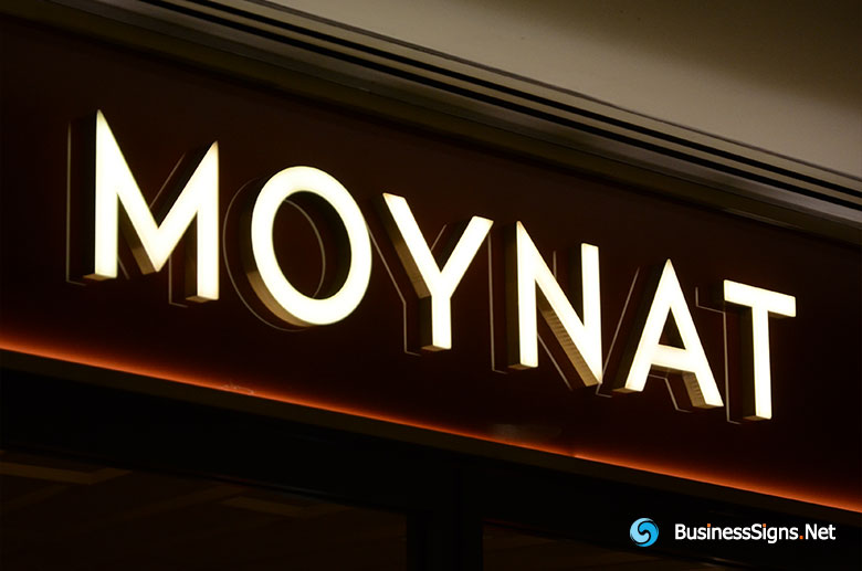 3D LED Front-lit Signs With Mirror Polished Stainless Steel Letter Shell For Moynat