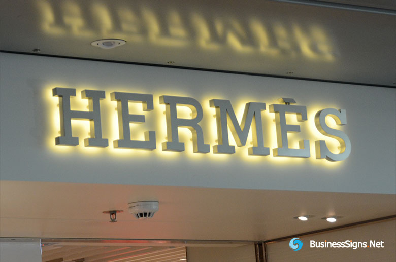 3D LED Backlit Signs With Brushed Stainless Steel Letter Shell For Hermès