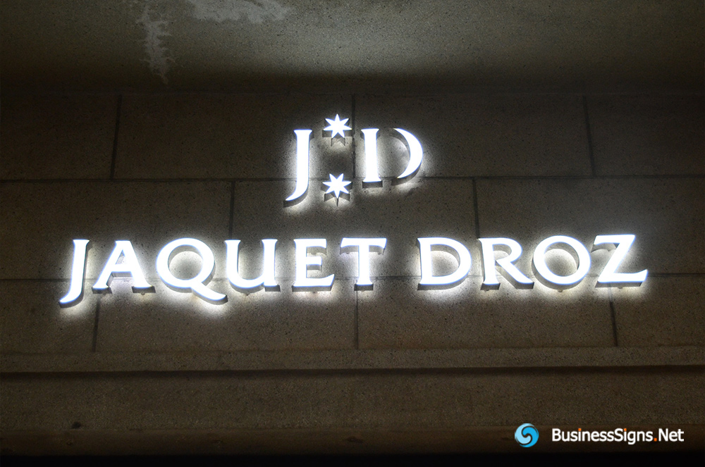 3D LED Double-sided-lit Signs With Painted Engraved Solid Acrylic Letter Shell For Jaquet-Droz