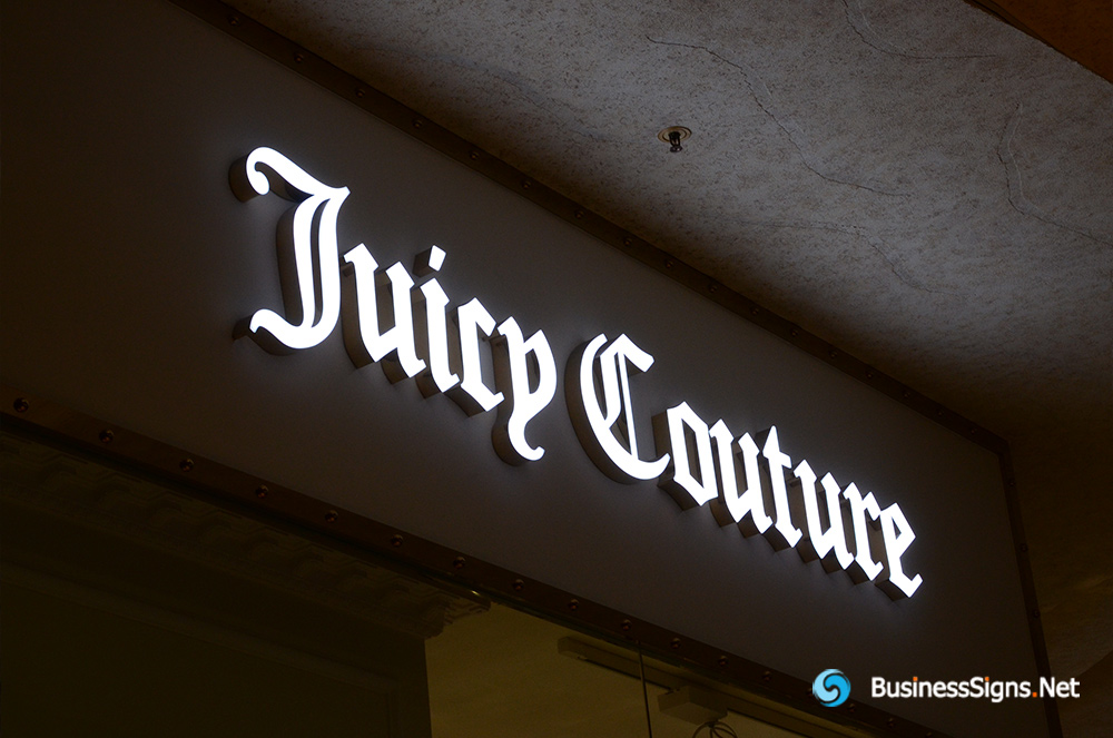 3D LED Front-lit Signs With Mirror Polished Stainless Steel Letter Shell For Juicy Couture