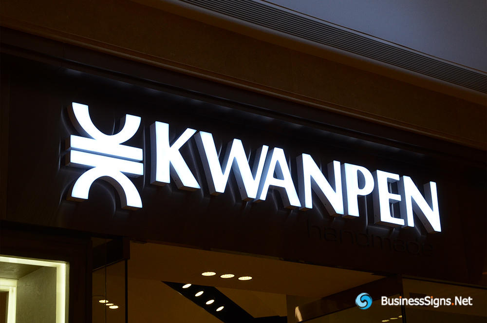 3D LED Front-lit Signs With Brushed Stainless Steel Letter Shell For KWANPEN