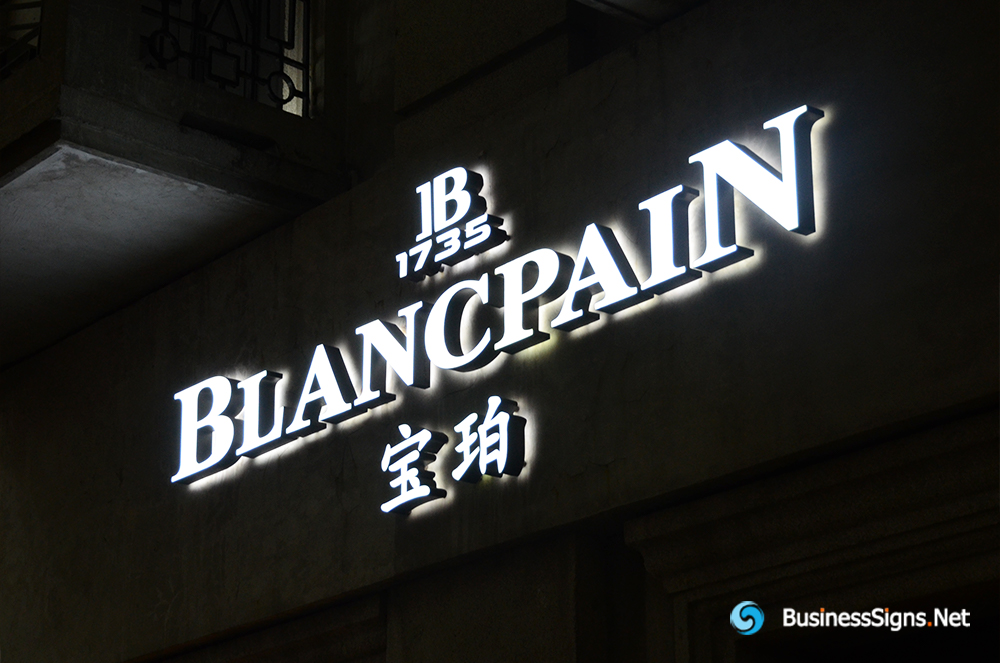 3D LED Double-sided-lit Signs With Painted Engraved Solid Acrylic Letter Shell For Blancpain