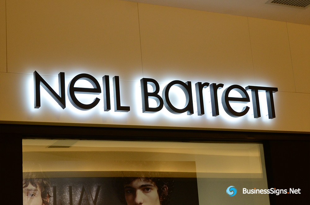 3D LED Backlit Signs With Painted Stainless Steel Letter Shell For Neil Barrett